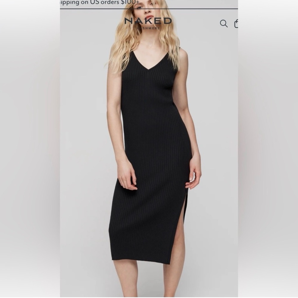 Naked Cashmere Dress Black Small, V Neck and side slits small